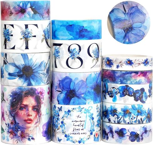 مجموعة شريط Glitter Washi - 14 Rolls Gold Sparkle لاصق لاصق ، 3 سم/2 سم/1.5 سم الأشرطة الفراشة واسعة الفراشة للخردة ، وصوائح الرصاص ، وحرف DIY ، ديكور العام الجديد (موضوعات Fairy & Cat) in Kuwait