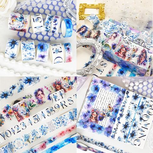 مجموعة شريط Glitter Washi - 14 Rolls Gold Sparkle لاصق لاصق ، 3 سم/2 سم/1.5 سم الأشرطة الفراشة واسعة الفراشة للخردة ، وصوائح الرصاص ، وحرف DIY ، ديكور العام الجديد (موضوعات Fairy & Cat) in Kuwait