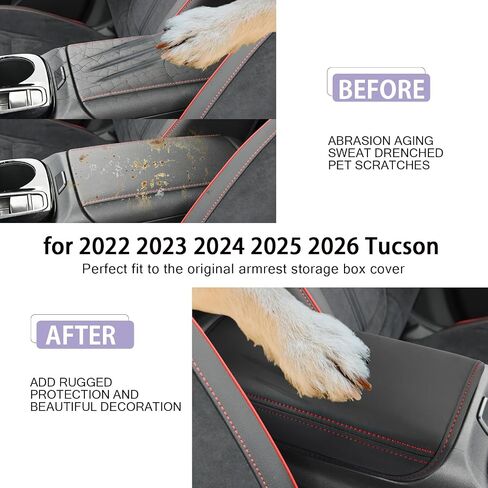 غطاء وحدة التحكم المركزية متوافق مع ملحقات Hyundai Tucson 2025 2025 Tucson NX4 غطاء مسند الذراع وسادة وحدة التحكم المركزية 2025 Tucson غطاء وحدة التحكم مسند الذراع جلد ناعم (ليس للإصدار اليدوي/التلقائي) in Kuwait