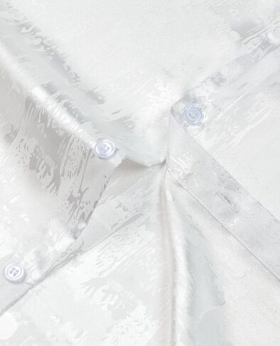 ZEROYAA Men's Shiny Luxury Silk Satin Jacquard Dress Shirt Short Sleeve Button Up Shirts for Party Prom in Saudi Arabia