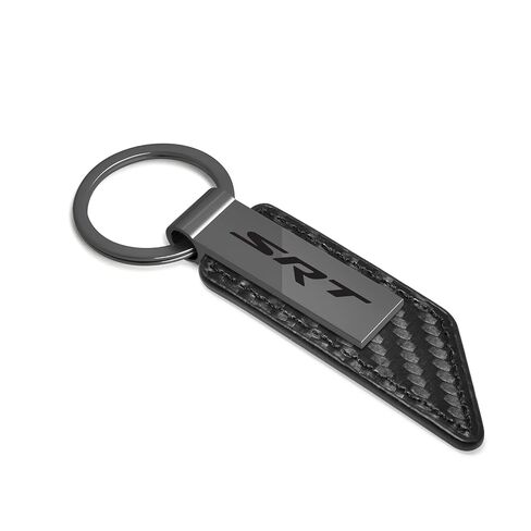 iPick Image Compatible with SRT Gunmetal Black Gray Metal Plate Carbon Fiber Texture Leather Key Chain Dodge Jeep in Saudi Arabia