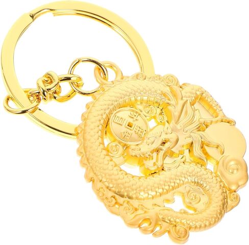Gold Dragon Keychain Year of Dragon Chinese Luck Fortune Zodiac Animal Key Ring Fengshui Charms Pendant for Purse Backpack Handbags 2024 New Year, Golden in Saudi Arabia