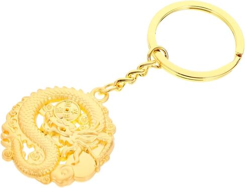 Gold Dragon Keychain Year of Dragon Chinese Luck Fortune Zodiac Animal Key Ring Fengshui Charms Pendant for Purse Backpack Handbags 2024 New Year, Golden in Saudi Arabia