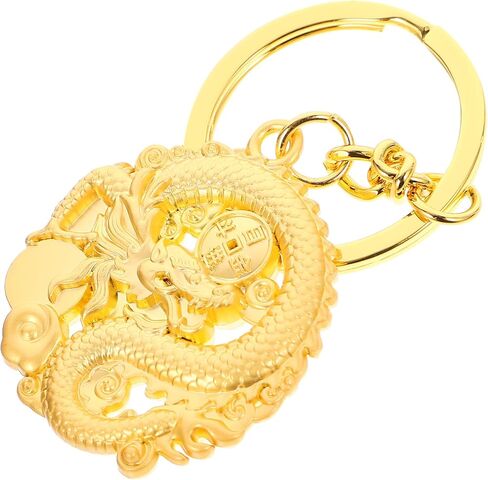 Gold Dragon Keychain Year of Dragon Chinese Luck Fortune Zodiac Animal Key Ring Fengshui Charms Pendant for Purse Backpack Handbags 2024 New Year, Golden in Saudi Arabia