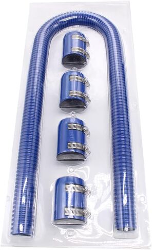 1 Set Blue 48"Universal Flexible Stainless Steel Radiator Hose Kit Fits for Radiator Hose Connection Points from 1 1/4" to 1 5/8" in Saudi Arabia