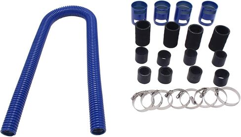 1 Set Blue 48"Universal Flexible Stainless Steel Radiator Hose Kit Fits for Radiator Hose Connection Points from 1 1/4" to 1 5/8" in Saudi Arabia