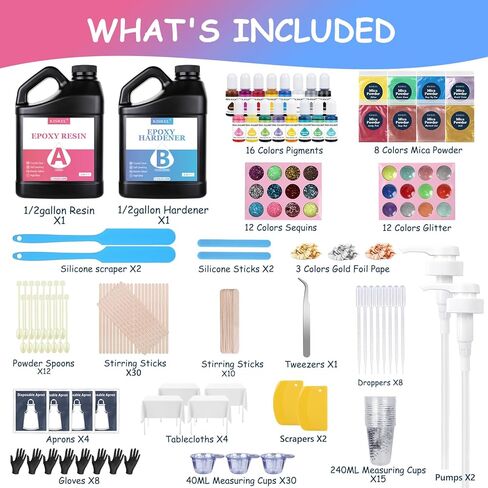 KISREL Epoxy Resin 2Gallon - Crystal Clear Epoxy Resin Kit - No Yellowing No Bubble Art Resin Casting Resin for Art Crafts, Jewelry Making, Wood & Resin Molds(1 Gallon x 2) in Kuwait