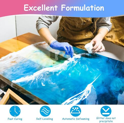 KISREL Epoxy Resin 2Gallon - Crystal Clear Epoxy Resin Kit - No Yellowing No Bubble Art Resin Casting Resin for Art Crafts, Jewelry Making, Wood & Resin Molds(1 Gallon x 2) in Kuwait