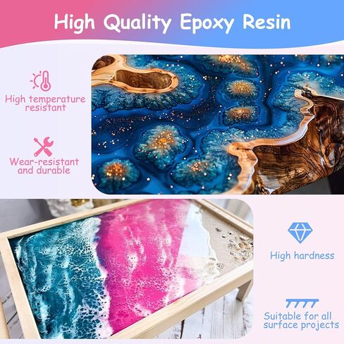 KISREL Epoxy Resin 2Gallon - Crystal Clear Epoxy Resin Kit - No Yellowing No Bubble Art Resin Casting Resin for Art Crafts, Jewelry Making, Wood & Resin Molds(1 Gallon x 2) in Kuwait