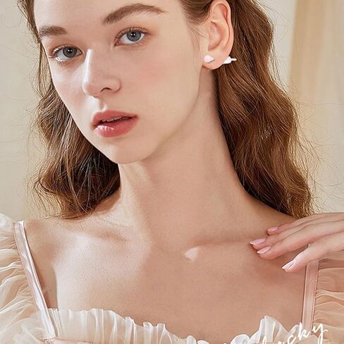 Beebeecraft 1 Box 5 Pairs Bioceramics Stud Earrings 5 Colors Half Hoop Zirconia Ceramic Round Ball Porcelain Studs Post Earrings for Newly Pierced Ears Sensitive Ear Everyday Wear Women in Saudi Arabia