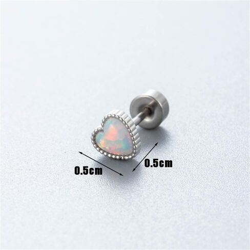18G Opal Pink Heart Love Flat Screw Back Stud Earrings for Women Teen Cute Titanium Surgical Steel Tiny Glitter Hearted Cartilage Piercing Sleeper Studs Sensitive Ears in Saudi Arabia