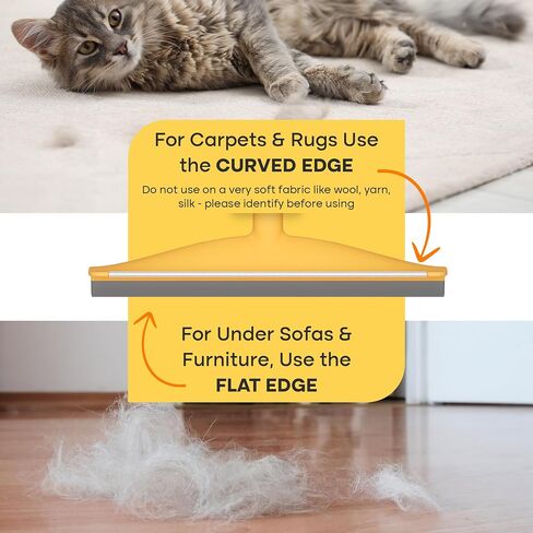 Pro Pet Hair Removal Tool: Reusable Cat Hair Remover and Dog Hair Remover - Dual-Edge Pet Hair Remover and Carpet Hair Removal Tool for Non-Knit Materials - The Quick & Easy Fur Remover Tool in Saudi Arabia