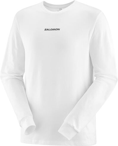 Salomon Men's Logo Performance Everyday Long Sleeve T-Shirt, White, L in Saudi Arabia
