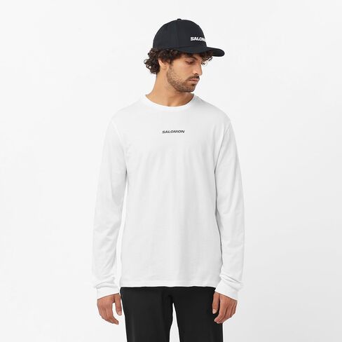Salomon Men's Logo Performance Everyday Long Sleeve T-Shirt, White, L in Saudi Arabia