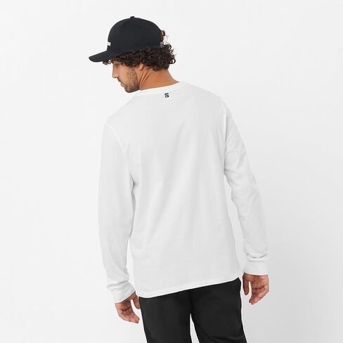 Salomon Men's Logo Performance Everyday Long Sleeve T-Shirt, White, L in Saudi Arabia