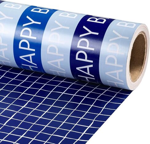 RUSPEPA Birthday Wrapping Paper Roll, Colorful Balloon with Gold Foil Happy Birthday Text Design for Boys Girls, Baby Shower, Party and More, Gift Wrapping Paper, Mini Roll, 17 Inches x 16.4 Feet in Kuwait