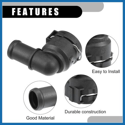 Upper Radiator Coolant Hose Connector Pipe No.1K0122291H - Car Interior Heater Hose Connector - for Volkswagen Passat 2012-2014 Plastic Black 1 Pc Item Replacement in Saudi Arabia