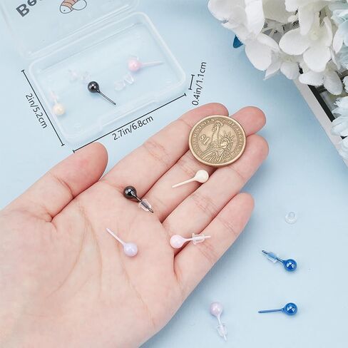 Beebeecraft 1 Box 5 Pairs Bioceramics Stud Earrings 5 Colors Half Hoop Zirconia Ceramic Round Ball Porcelain Studs Post Earrings for Newly Pierced Ears Sensitive Ear Everyday Wear Women in Saudi Arabia