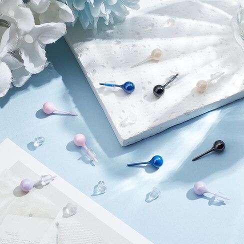 Beebeecraft 1 Box 5 Pairs Bioceramics Stud Earrings 5 Colors Half Hoop Zirconia Ceramic Round Ball Porcelain Studs Post Earrings for Newly Pierced Ears Sensitive Ear Everyday Wear Women in Saudi Arabia
