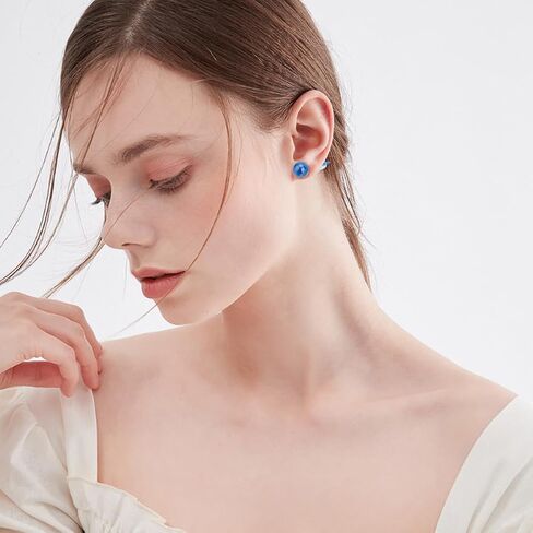 Beebeecraft 1 Box 5 Pairs Bioceramics Stud Earrings 5 Colors Half Hoop Zirconia Ceramic Round Ball Porcelain Studs Post Earrings for Newly Pierced Ears Sensitive Ear Everyday Wear Women in Saudi Arabia