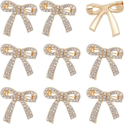 PH PandaHall 10pcs Crystal Bow Brooch Pin Rhinestone Bow Brooches Sparkly Bowkont Brooches Golden Bowkont Shape Lapel Pin Backs Alloy Rhinestone Brooch for Women Backpack Clothes Wedding Accessories in Saudi Arabia