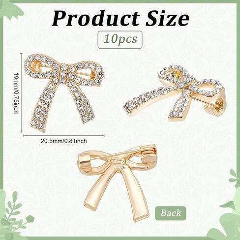 PH PandaHall 10pcs Crystal Bow Brooch Pin Rhinestone Bow Brooches Sparkly Bowkont Brooches Golden Bowkont Shape Lapel Pin Backs Alloy Rhinestone Brooch for Women Backpack Clothes Wedding Accessories in Saudi Arabia