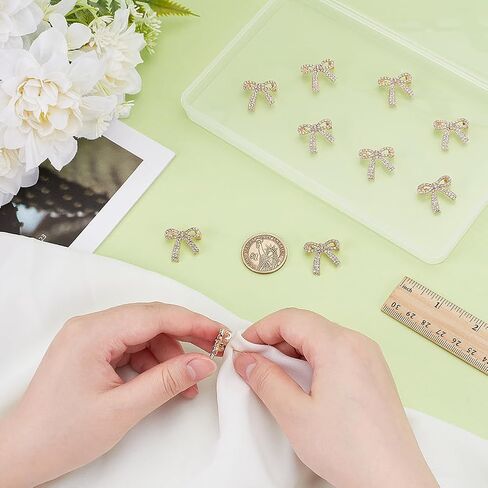 PH PandaHall 10pcs Crystal Bow Brooch Pin Rhinestone Bow Brooches Sparkly Bowkont Brooches Golden Bowkont Shape Lapel Pin Backs Alloy Rhinestone Brooch for Women Backpack Clothes Wedding Accessories in Saudi Arabia