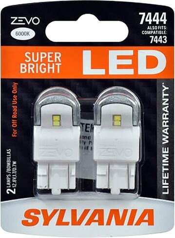 SYLVANIA - 7444 T20 ZEVO LED White Bulb - Bright LED Bulb, Ideal for Daytime Running Lights (DRL) and Back-Up/Reverse Lights (Contains 2 Bulbs) in Saudi Arabia