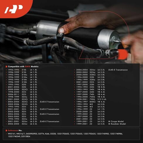 فلتر الوقود الممتاز متوافق مع BMW 318i، 318is، 318ti، 320i، 323Ci، 323i، 323is، 325Ci، 325i، 325is، 325xi، 328Ci، 328i، 328is، 525i، 528i، 530i، 540i، 740i، 740iL، 750iL، 840Ci، M3، Z3 in Saudi Arabia