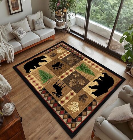 Bear Decor Rustic Throw Area Rugs Moose, 3x5 4x6 5x8 6x9 Ft B11 in Saudi Arabia