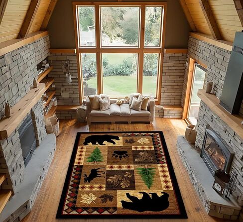 Bear Decor Rustic Throw Area Rugs Moose, 3x5 4x6 5x8 6x9 Ft B11 in Saudi Arabia