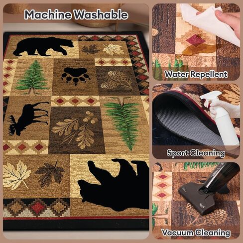 Bear Decor Rustic Throw Area Rugs Moose, 3x5 4x6 5x8 6x9 Ft B11 in Saudi Arabia