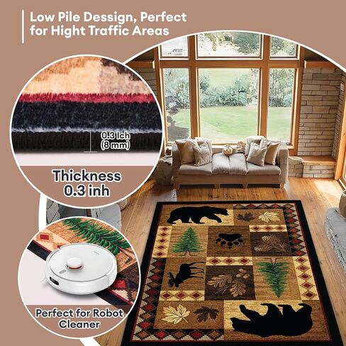 Bear Decor Rustic Throw Area Rugs Moose, 3x5 4x6 5x8 6x9 Ft B11 in Saudi Arabia