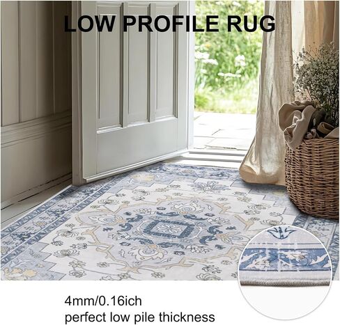 MOSISO 4x6 Area Rug for Living Room, Washable Area Rug, Non Slip Vintage National Area Rugs, Low Pile Carpet, Faux Wool Rectangular Area Rugs Carpet for Living Room Bedroom Dining Room, Home, Pink in Saudi Arabia