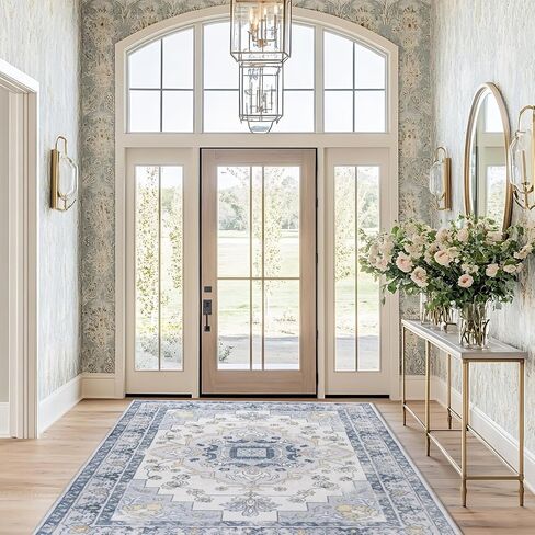 MOSISO 4x6 Area Rug for Living Room, Washable Area Rug, Non Slip Vintage National Area Rugs, Low Pile Carpet, Faux Wool Rectangular Area Rugs Carpet for Living Room Bedroom Dining Room, Home, Pink in Saudi Arabia