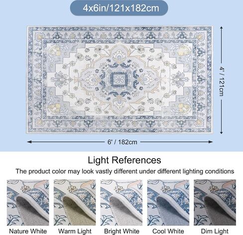 MOSISO 4x6 Area Rug for Living Room, Washable Area Rug, Non Slip Vintage National Area Rugs, Low Pile Carpet, Faux Wool Rectangular Area Rugs Carpet for Living Room Bedroom Dining Room, Home, Pink in Saudi Arabia