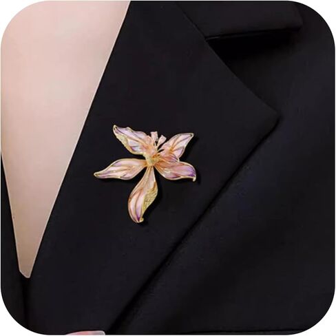 Dainty Blue Large Flower Brooch Pins for Women,Classic Statement Iris Cubic Zirconia 3D Brooch Pins Graceful Prom Formal Daily Jewelry Gifts in Saudi Arabia
