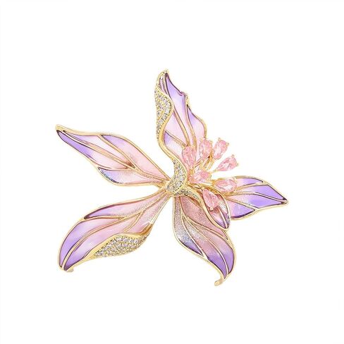 Dainty Blue Large Flower Brooch Pins for Women,Classic Statement Iris Cubic Zirconia 3D Brooch Pins Graceful Prom Formal Daily Jewelry Gifts in Saudi Arabia