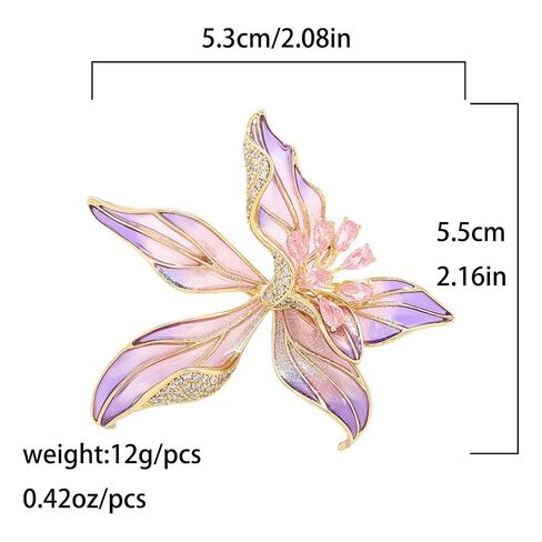Dainty Blue Large Flower Brooch Pins for Women,Classic Statement Iris Cubic Zirconia 3D Brooch Pins Graceful Prom Formal Daily Jewelry Gifts in Saudi Arabia