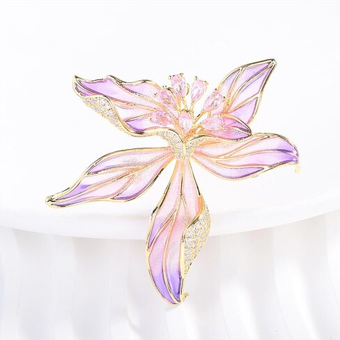 Dainty Blue Large Flower Brooch Pins for Women,Classic Statement Iris Cubic Zirconia 3D Brooch Pins Graceful Prom Formal Daily Jewelry Gifts in Saudi Arabia