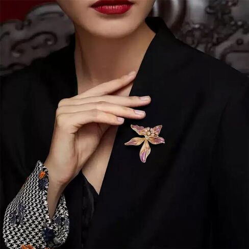 Dainty Blue Large Flower Brooch Pins for Women,Classic Statement Iris Cubic Zirconia 3D Brooch Pins Graceful Prom Formal Daily Jewelry Gifts in Saudi Arabia