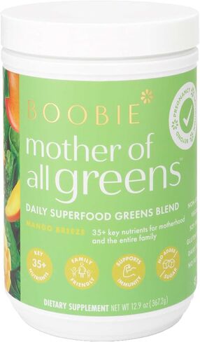 Boobie Pregnancy & Breastfeeding Superfood Greens Powder | Safe for Nursing Moms | 35+ Nutrients for Prenatal, Postpartum & Family Nutrition | Vegan, Gluten Free, Sugar Free | Mixed Berry, 30 Svgs in Saudi Arabia