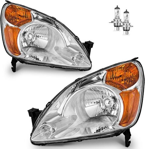 Headlights Assembly for 2002 2003 2004 Honda CR-V Halogen Headlamp Replacement, High/Low Beam W/Bulbs, Driver & Passenger Side in Saudi Arabia