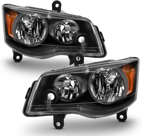 ACANII - For 2011-2017 Dodge Grand Caravan 08-16 Chrysler Town & Country Black Housing Headlights Headlamps Left+Right in Saudi Arabia