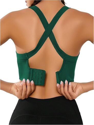 OYOANGLE Women's Criss Cross Strappy Bras Basic Wireless Halter Bra for Workout Yoga Running Gym in Saudi Arabia