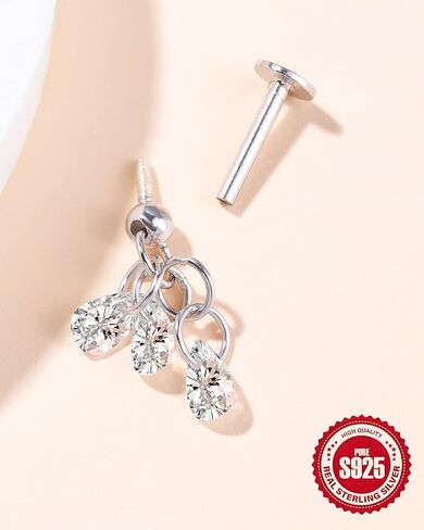 925 الفضة الاسترليني اللولب ثقب المجوهرات استرخى الزنمة القرط، AAAAA زركونيا، 1PC 16GA 1.2mm مترابطة داخليا حلق الغضروف الخلفي المسطح للنساء إلى الأمام محارة Daith مسمار الأذن حلقة الهدايا in Kuwait