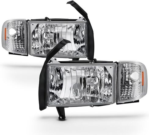 AKKON - For 94-01 Dodge Ram 1500 2500 3500 Truck المصابيح الأمامية السوداء مع مصابيح إشارة الزاوية يسار + يمين in Saudi Arabia