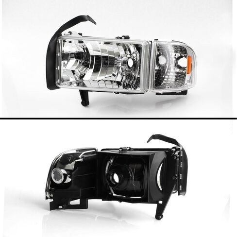AKKON - For 94-01 Dodge Ram 1500 2500 3500 Truck المصابيح الأمامية السوداء مع مصابيح إشارة الزاوية يسار + يمين in Saudi Arabia