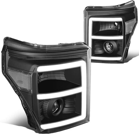 Auto Dynasty Headlights Assembly Compatible with 2011-2016 Ford F250 F350 F450 F550 Super Duty, E-Styling 3D LED DRL Projector Headlamps, Driver and Passenger Side, Chrome Housing Amber Corner in Saudi Arabia