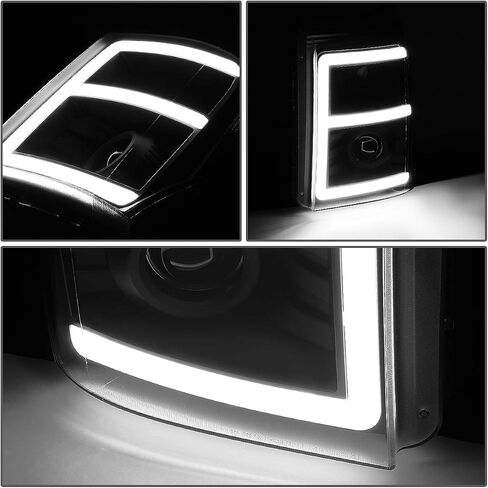 Auto Dynasty Headlights Assembly Compatible with 2011-2016 Ford F250 F350 F450 F550 Super Duty, E-Styling 3D LED DRL Projector Headlamps, Driver and Passenger Side, Chrome Housing Amber Corner in Saudi Arabia